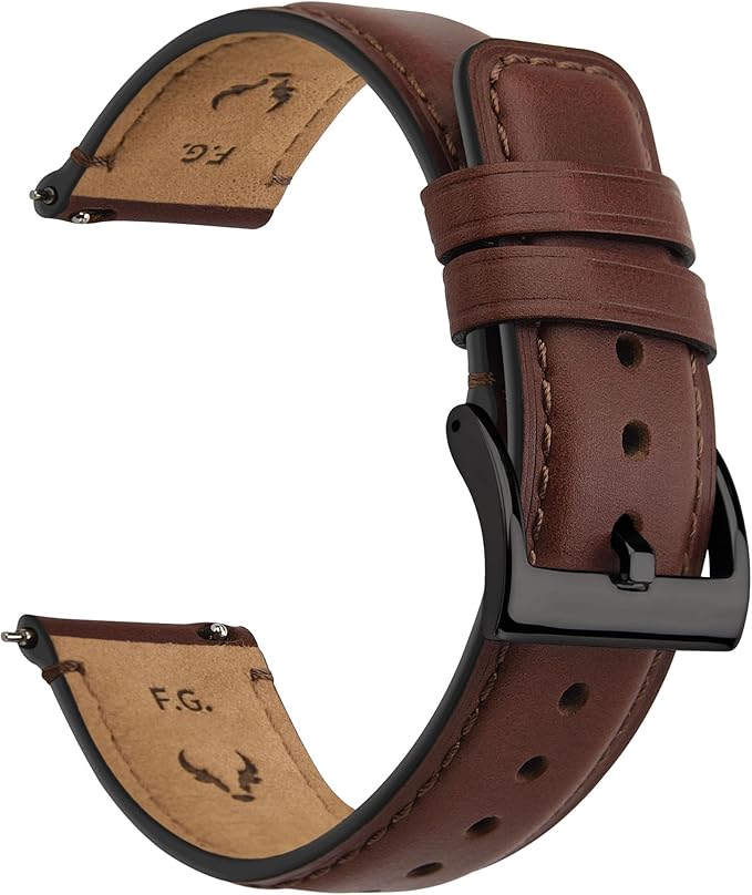 Fullmosa Skórzany pasek do zegarka z metalowym zapięciem ze stali nierdzewnej, pasek zamienny w stylu vintage, pasek do zegarka 22 mm 20 mm 18 mm, akcesoria do bransoletki dla kobiet mężczyzn