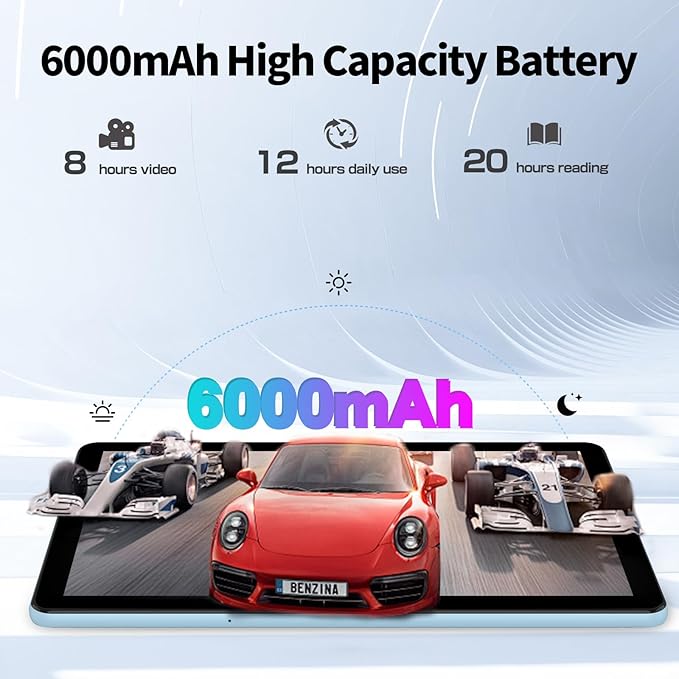 PRITOM 10-calowy tablet z klawiaturą i rysikiem, 16 GB, 64 GB ROM, Android 15, 1024 GB z możliwością rozszerzenia, Quad-Core, WLAN 6, 6000 mAh, tablet z klawiaturą, myszką - obrazek 4