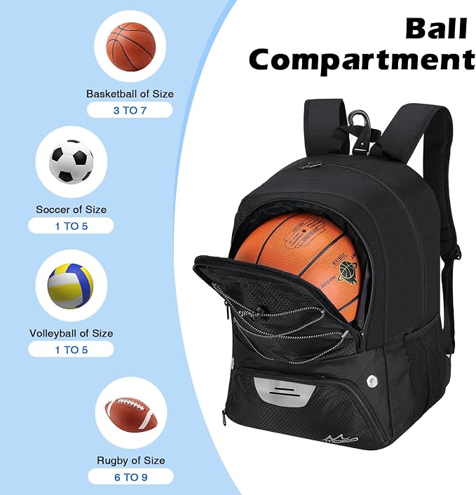 MoKo Basketball Bag Backpack Football Backpack with Separate - obrazek 3