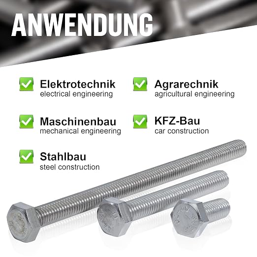 Śruby sześciokątne M8 x 50 mm zestaw 15 zestawów - obrazek 6
