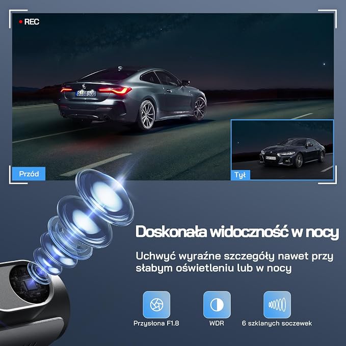 Kamera samochodowa WOLFANG 4K przednia i tylna kamera samochodowa - obrazek 5