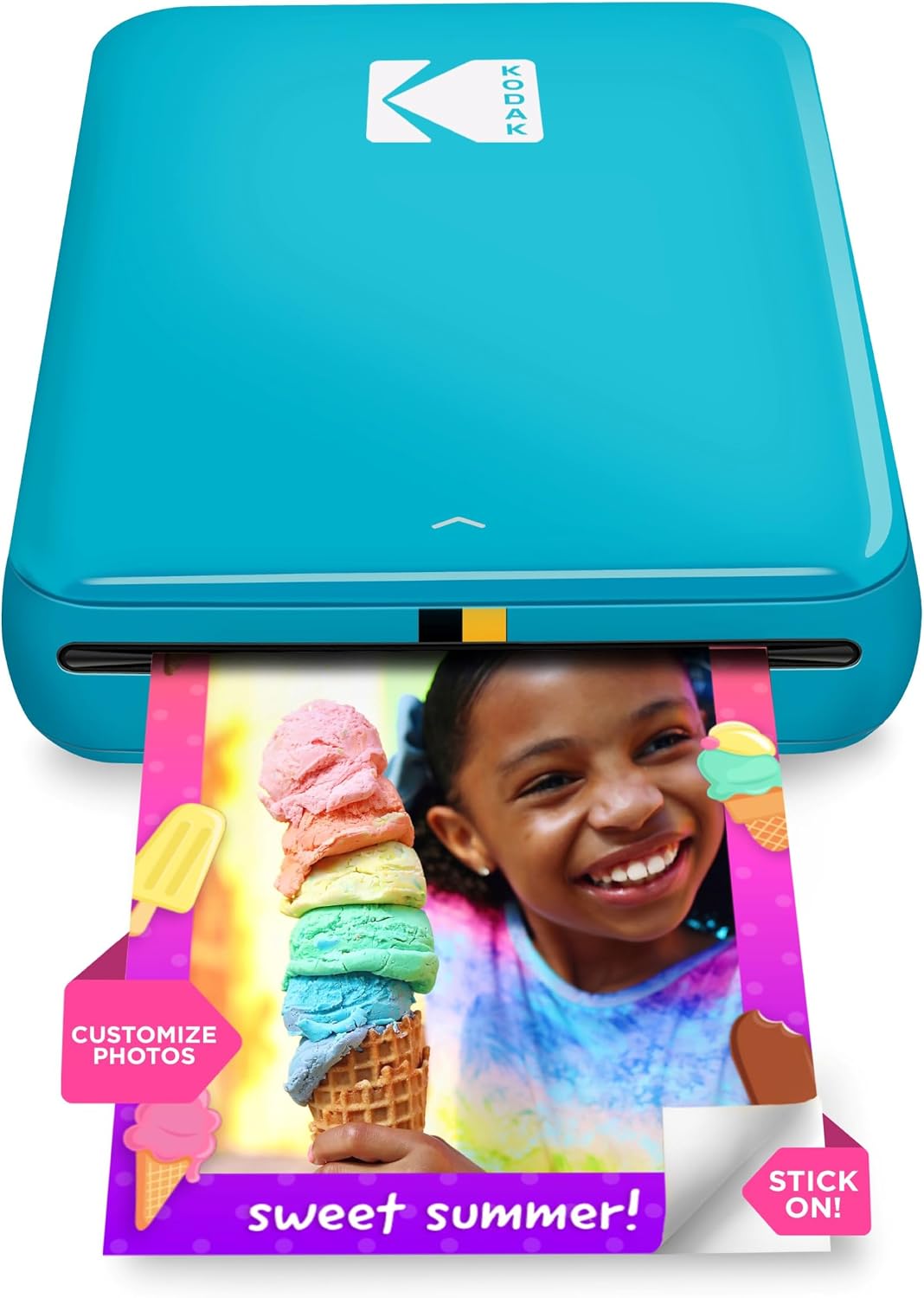 KODAK Step Natychmiastowa Drukarka Zdjęć do Smartfona - Przenośna Mini Kolorowa Bezprzewodowa Drukarka - Zdjęcia Zink 2x3” z Klejem - Bluetooth z iOS i Android - Aplikacja do Edytowania - Niebieska - obrazek 2