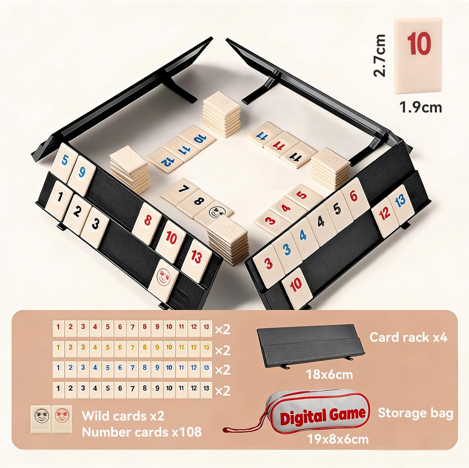 Rummy Classic Mini Rami zestaw zabawczy z kartami i uchwytami - obrazek 4