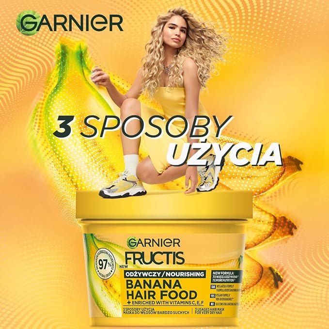 Garnier Fructis Hair Food Banana Maska do włosów suchych 400 ml - obrazek 3