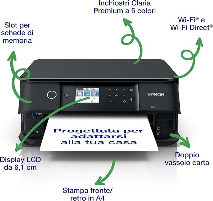 Epson Expression Premium XP-6100 urządzenie wielofunkcyjne 3 w 1 (skanowanie, kopiowanie, WiFi, duplex, wyświetlacz 6,1 cm, pojedyncze wkłady, 5 kolorów, DIN A4, obsługa Amazon Dash), kolor czarny - obrazek 3