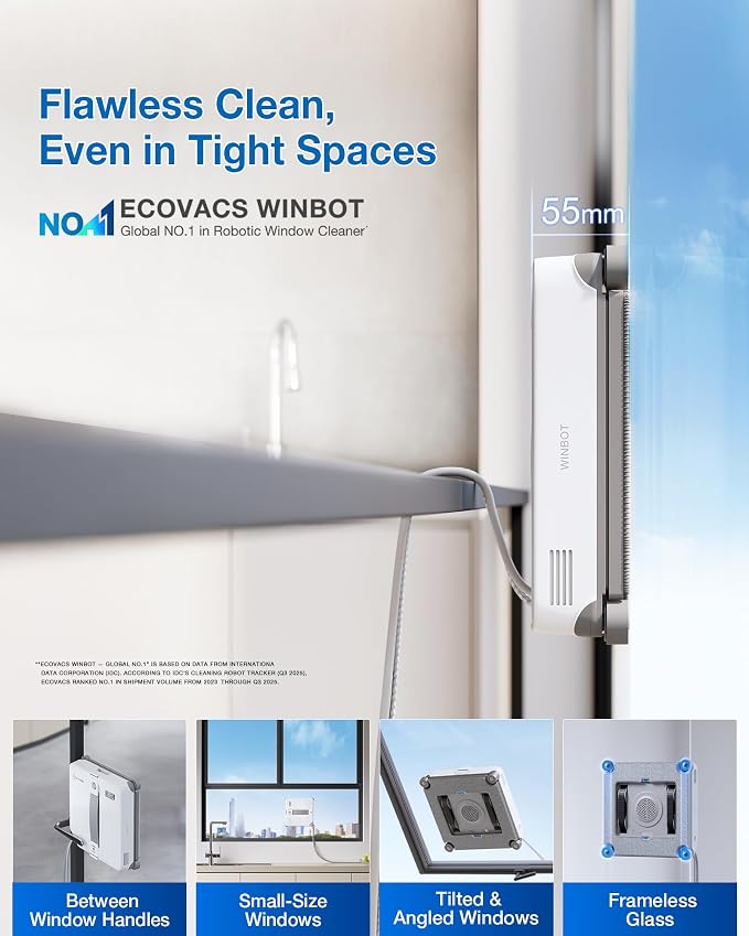ECOVACS WINBOT Mini 2 robot do mycia okien ze szczotkami narożnymi - obrazek 2