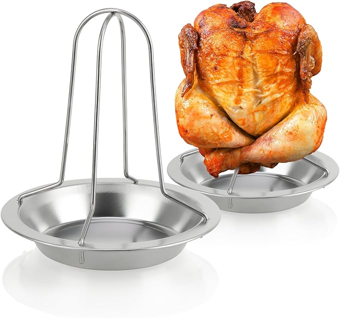 COM-FOUR® 2x grill do kurczaka, Urzadzenie do pieczenia kurczaka BBQ | Uchwyt na drób do gotowania brojlerów - taca ociekowa do piekarnika