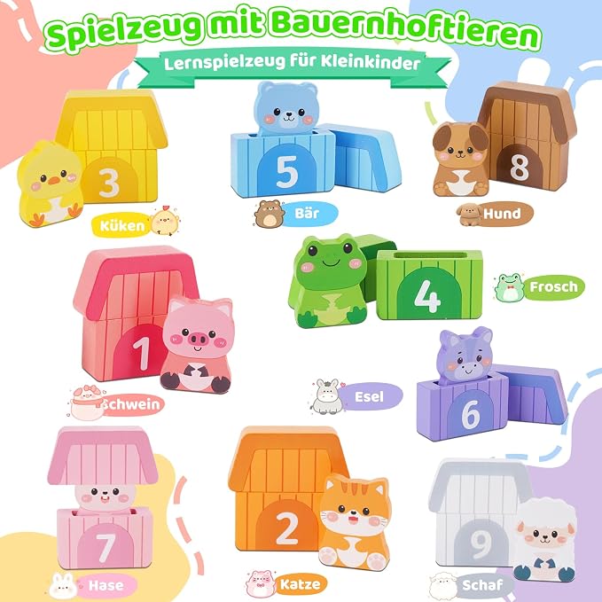 KMTJT Montessori drewniana zabawka dla dzieci od 1 roku - obrazek 2
