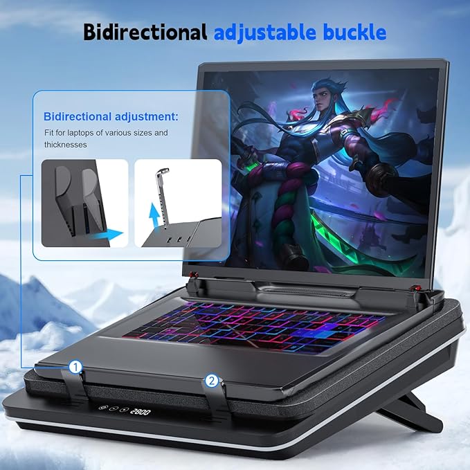 IETS GT600 podkładka chłodząca do laptopa z wentylatorem turbo 14 cm, uszczelniona pianka do szybkiego chłodzenia laptopów do gier, 14,1-19,3-calowa chłodnica do laptopa z 3 portami USB i filtrem - obrazek 5