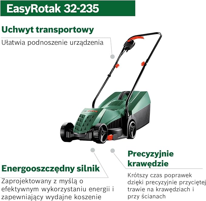 Bosch Kosiarka sieciowa EasyRotak 32-235 silnik 1 200 W, szerokość cięcia: 32 cm, zbiornik na trawę 31 l, do mniejszych ogrodów - obrazek 4