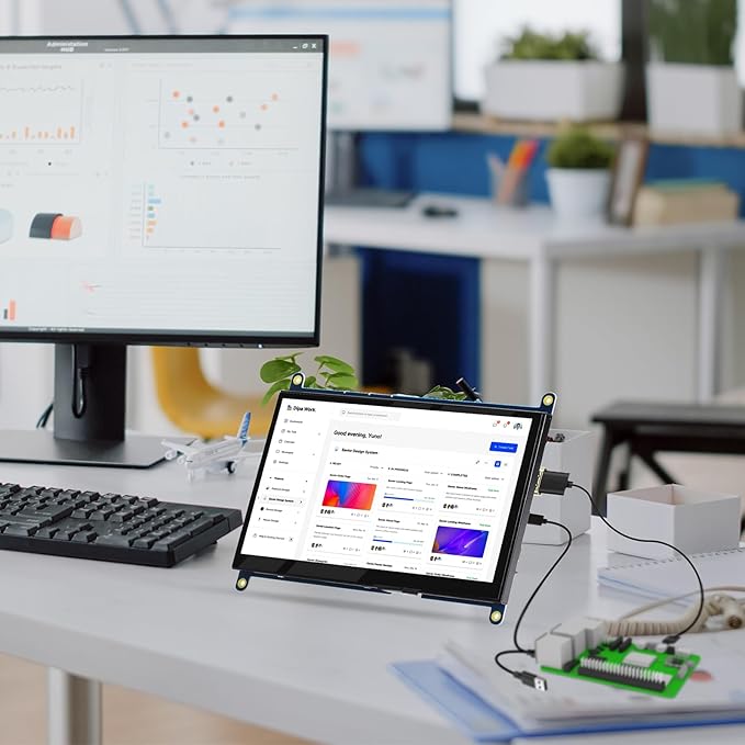 Mini 7-calowy monitor HDMI, przenośny monitor IPS, wyświetlacz LCD 1024 × 600, kąt widzenia 178 °, mały mini wyświetlacz dla Raspberry Pi 5, Pi 4, laptopa - obrazek 2
