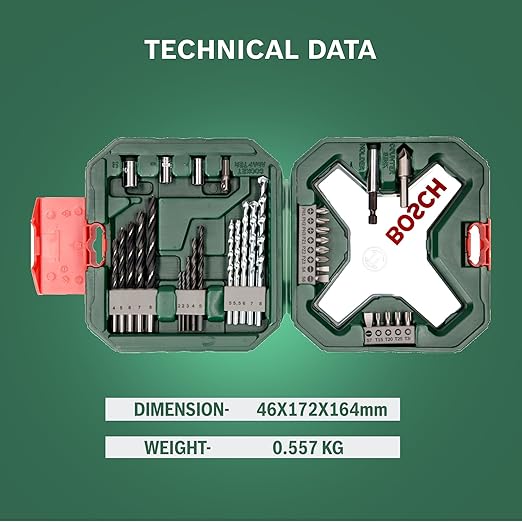 Bosch X-Line 34-częściowy zestaw wierteł i bitów do wkrętarek (do drewna, kamienia i metalu, osprzęt do wiertarki i wkrętarki) - obrazek 5
