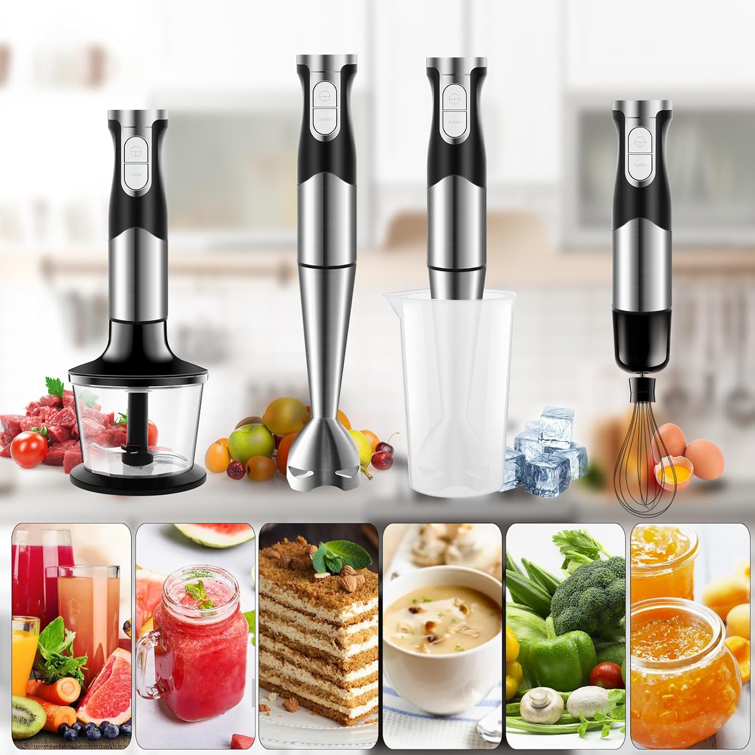 Blender ręczny 6 w 1 1200 W ze stali do zup i dań dla dzieci - obrazek 7