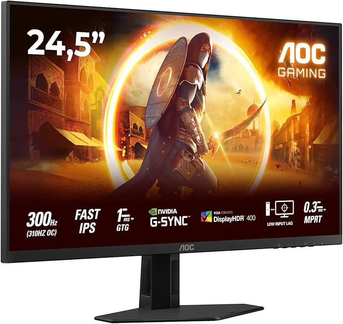AOC Gaming 25G4SRE - 25-calowy monitor Full HD, 300 Hz, 1 ms, G-Sync, HDR400 (1920 x 1080, 2X HDMI 2.0, DisplayPort 1.4) Czarno-czerwony