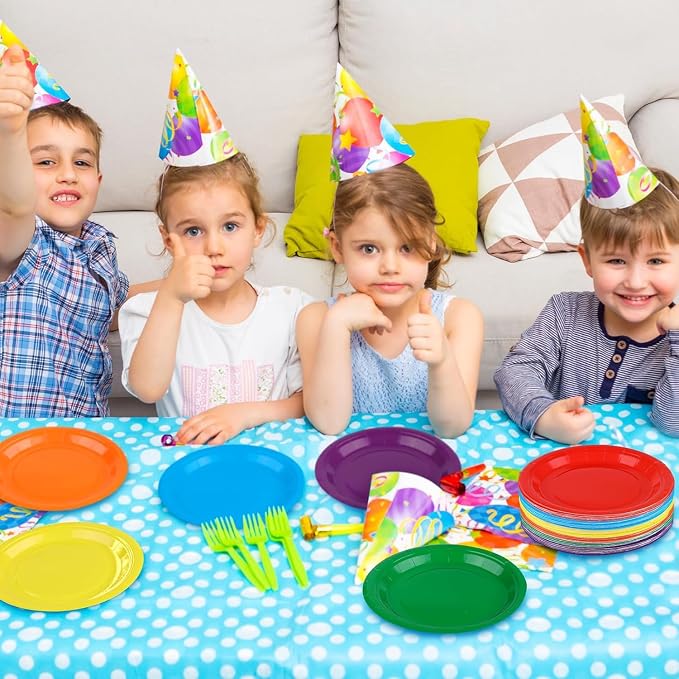PIQIUQIU 70 sztuk kolorowych talerzy papierowych DIY - obrazek 2