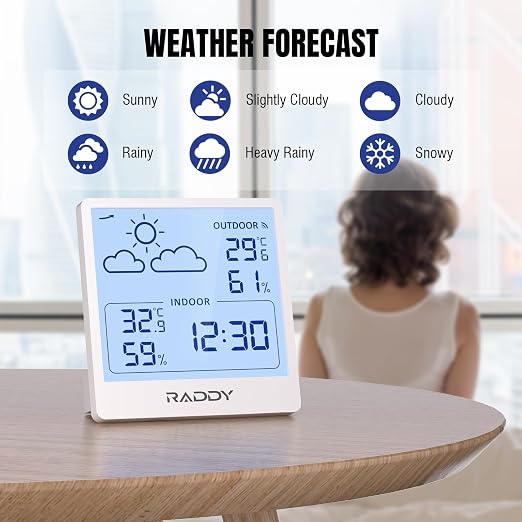 Raddy WF-50T Termometr Wewnętrzny Zewnętrzny Higrometr Bezprzewodowa - obrazek 3