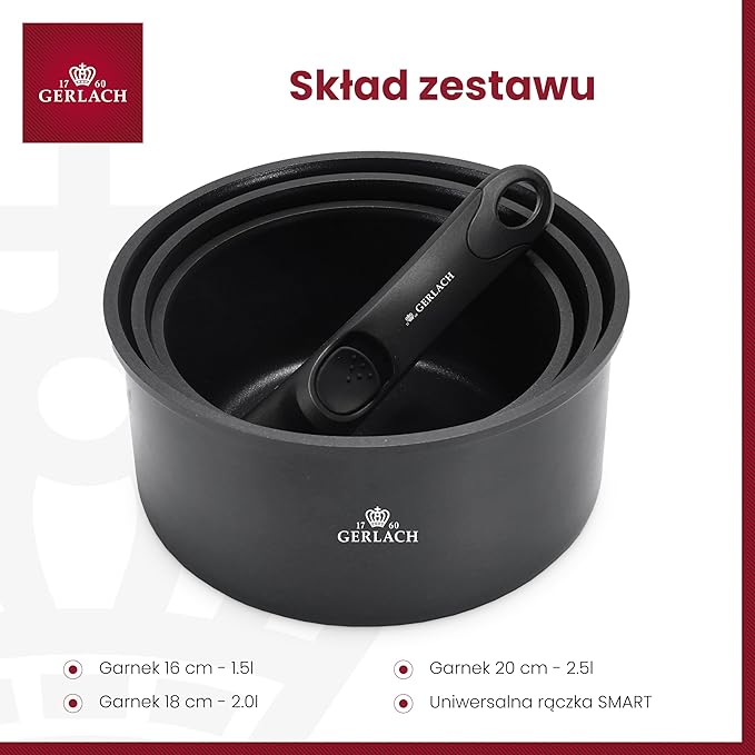 Gerlach Smart Zestaw Garnków Ceramicznych Komplet Garnków Z Powłoką - obrazek 6