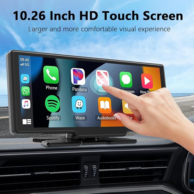 10 26 Calowy Przenośny Ekran z Bezprzewodowym CarPlay i Android Auto - obrazek 7