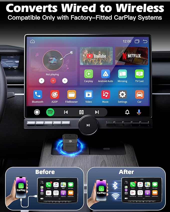 Lullu Bezprzewodowy adapter Carplay 2026 - obrazek 4