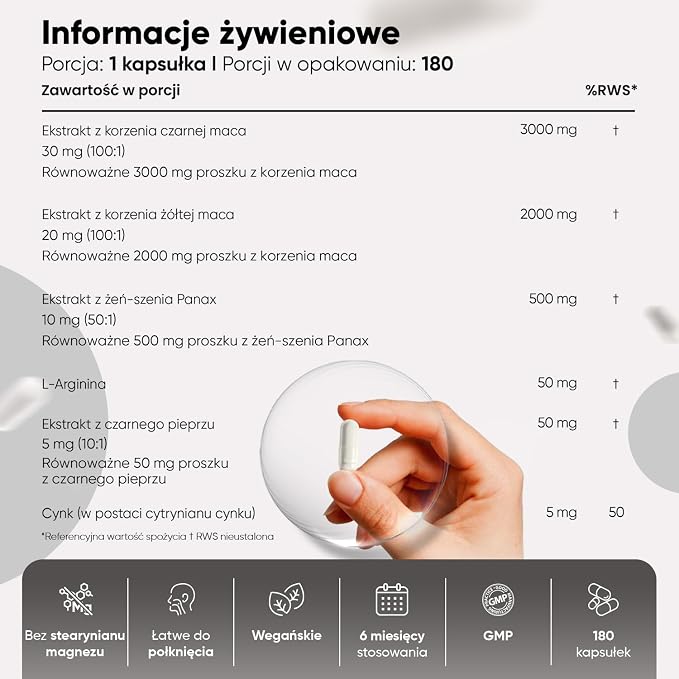 Kompleks Andyjska Maca Czarna i Żółta 5550 mg o mocy 100:1 - obrazek 3