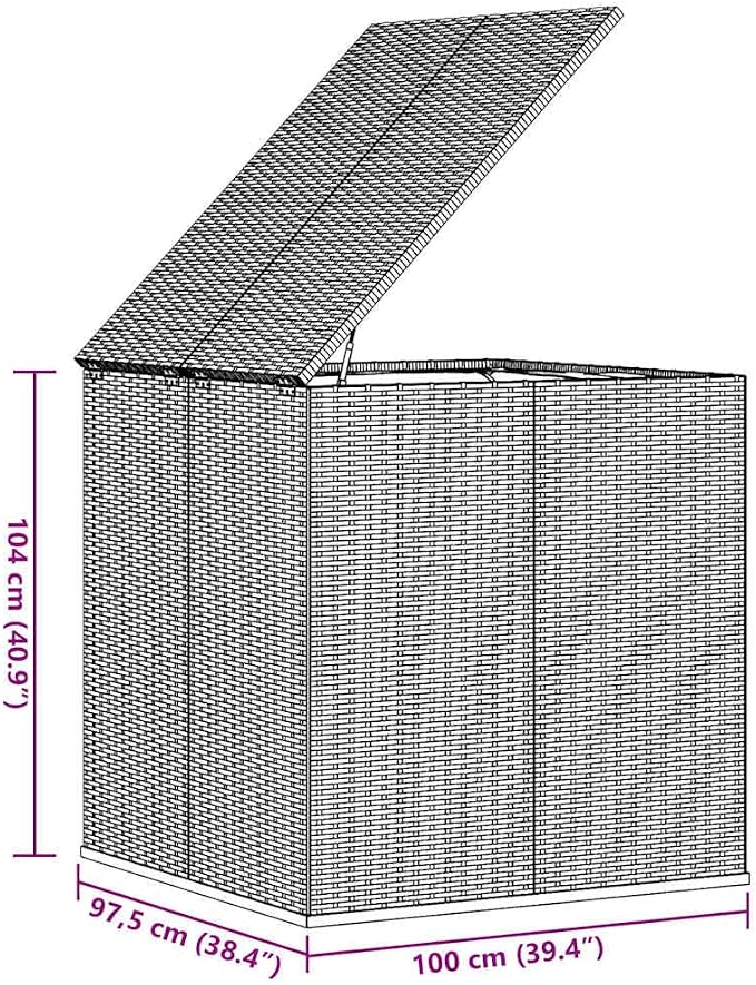 vidaXL Skrzynia na poduszki ogrodowe rattan PE 100x97 - obrazek 4