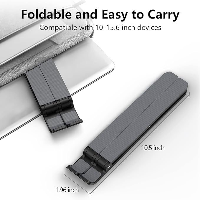 Tonmom Stojak na Laptopa, Podstawka do Laptopa, Regulowany Laptop Stand | ABS+Silikonowy, Składany Przenośny Uchwyt na Laptopa, Wentylowany Chłodzący Stojak na Notebooka do Laptopów 10–15,6 Cala - obrazek 5