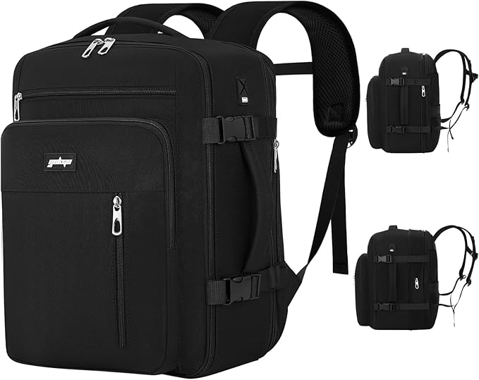 Ryanair Bagaż Podręczny 40x30x20 Plecak Kabinowy Rozkładany 40x30x25 | 24-30L Podróżny Męski i Damski do Wizzair, Vueling, Eurowings, Cabin Bag Travel Backpack do Pracy, Biznesu i Podróży, Czarny