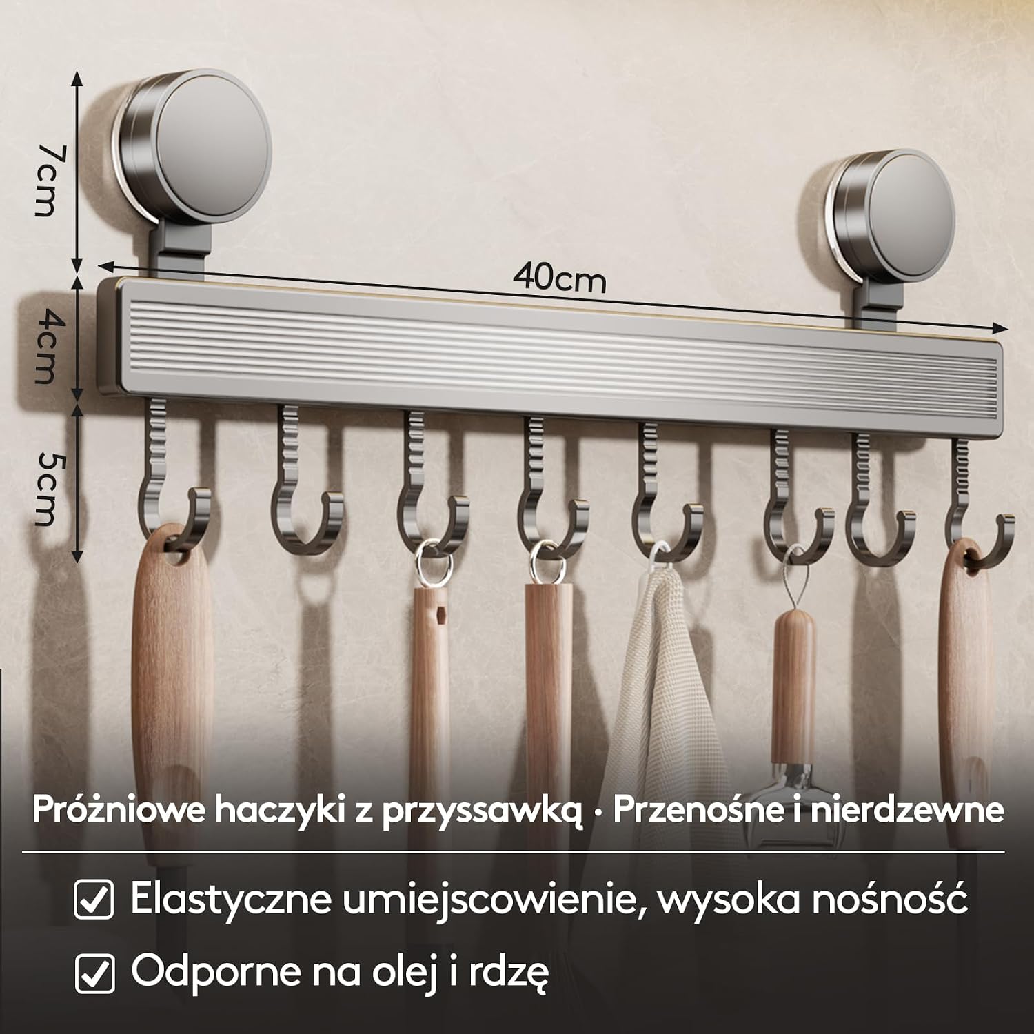 Listwa hakowa do kuchni bez wiercenia z przyssawką - obrazek 3