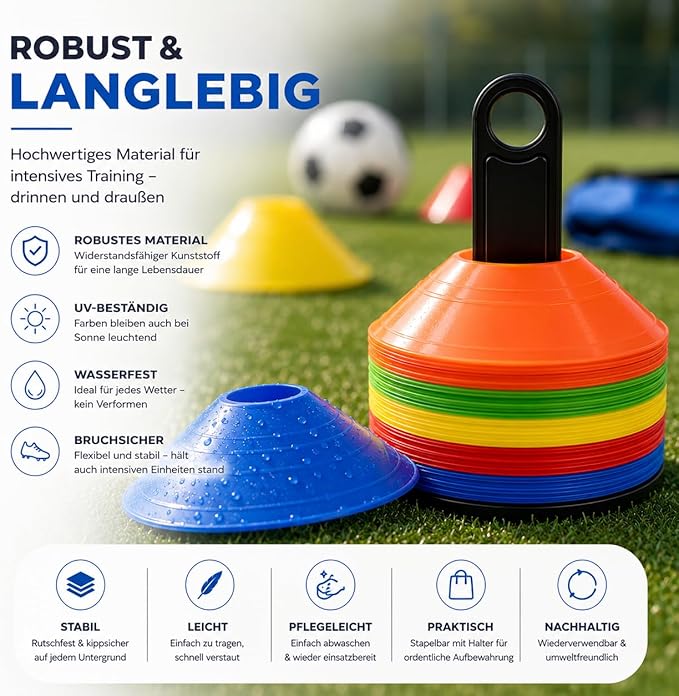 Kolorowe akcesoria do piłki nożnej i treningu slalomowego - obrazek 5