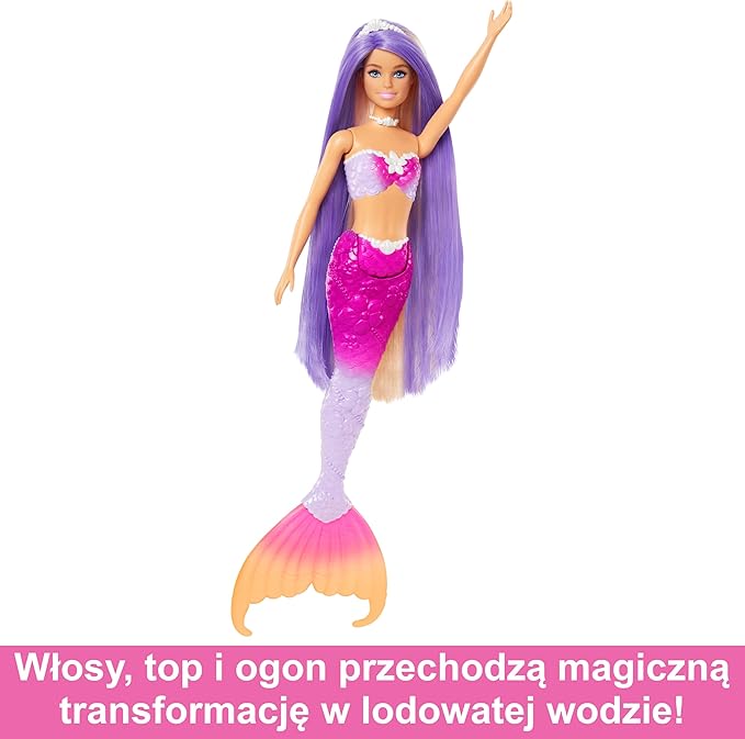 Barbie Syrenka Malibu z różowymi włosami i delfinkiem - obrazek 4