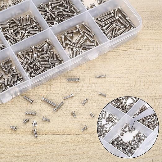 1061 szt. Srebrny M1.4 M1.7 M2 M2.5 Mini zestaw śrub - obrazek 4