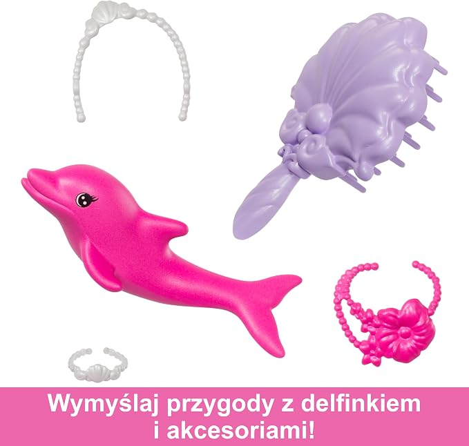 Barbie Syrenka Malibu z różowymi włosami i delfinkiem - obrazek 5