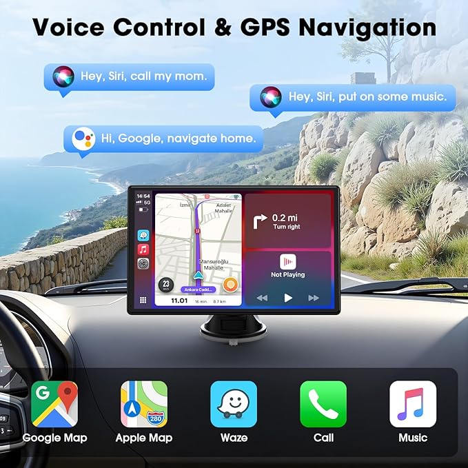 LAMTTO Wireless CarPlay Display for A-pple CarPlay and Android Auto - obrazek 3