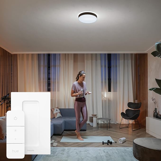 Philips Hue White ambiance Lampa sufitowa Enrave XL 1x49W (czarna), wiele odcieni bieli, możliwość przyciemniania, inteligentne oświetlenie - obrazek 4