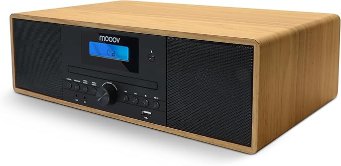 MOOOV 477380 Bezprzewodowy mikro łańcuch HiFi z efektem drewna Odtwarzacz CD Radio FM z pilotem - obrazek 3