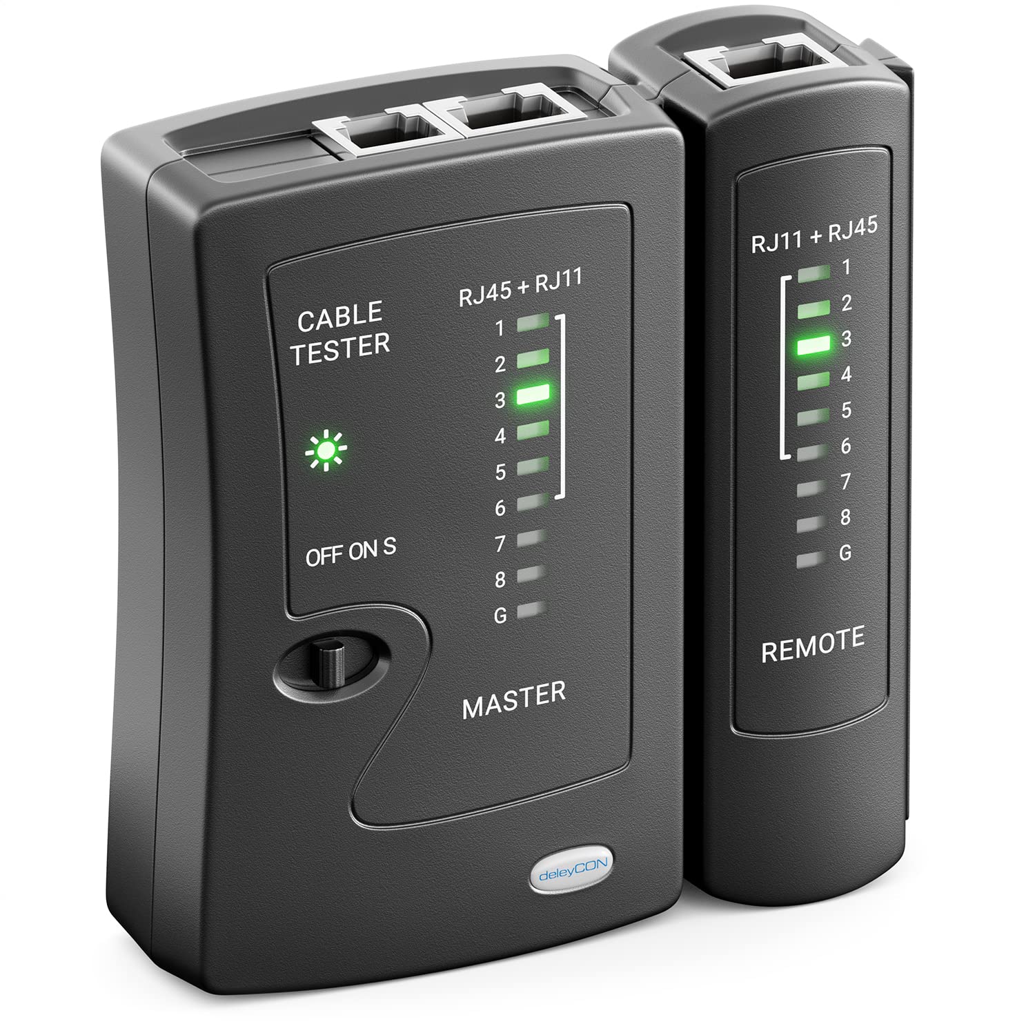 deleyCON Tester Kabli Sieciowych Tester Kabli RJ11 RJ12 RJ45 ISDN - obrazek 2
