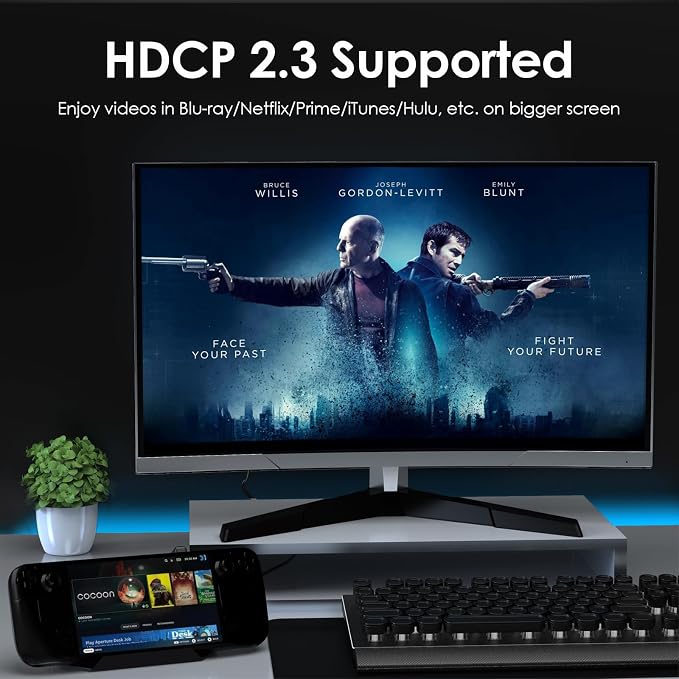 Stacja dokująca Steam Deck WAVLINK 6 w 1 do Steam Deck/ROG Ally/Legion Go z 4K przy 144 Hz HDMI 2.1, 100 W PD IN, 3 x 10G USB 3.2, Gigabit RJ45 | Moc wejściowa 100 W, Gigabit RJ45, 2 x USB-A 10 Gb/s, 1 x USB-C 10 Gb/s, kompatybilna z Steam Deck/ROG Ally - obrazek 6