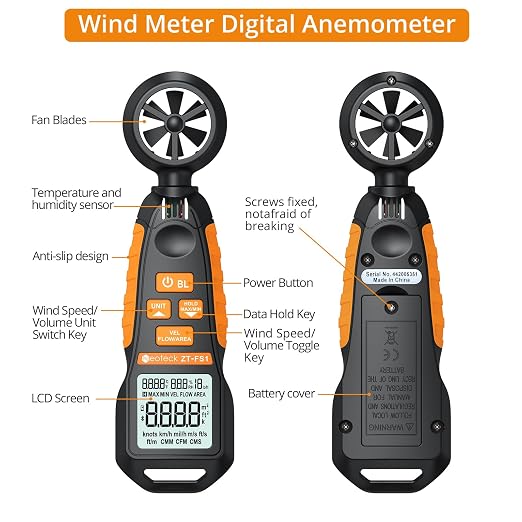 Neoteck Ręczny anemometr Cyfrowy miernik prędkości wiatru CFM Tester - obrazek 5