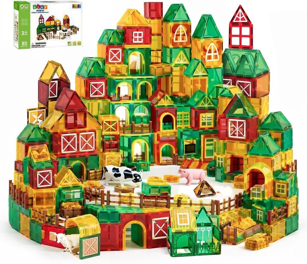 Olvy Klocki Magnetyczne Montessori 80 Elementów Farma - obrazek 2