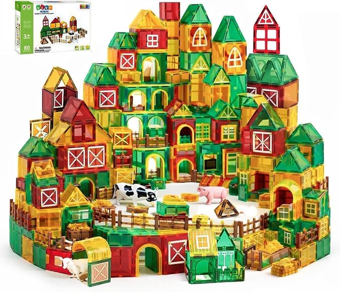 Olvy Klocki Magnetyczne Montessori 80 Elementów Farma