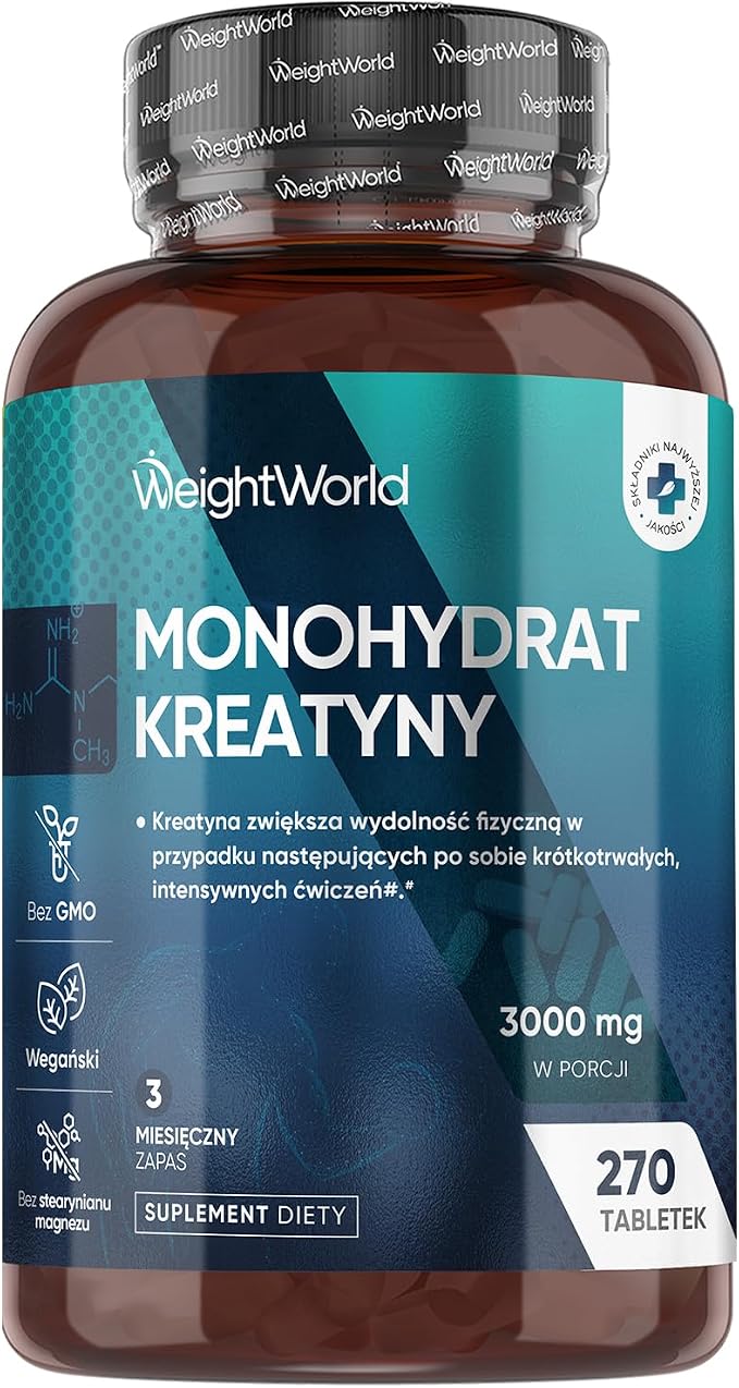 Monohydrat kreatyny 3000 mg 270 wegańskich tabletek kreatyny