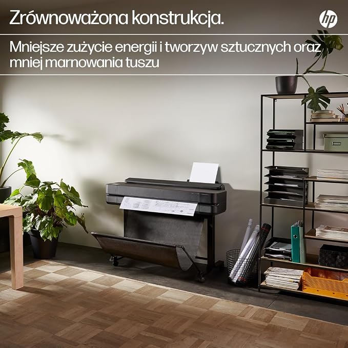 HP DesignJet T630 91 cm (5HB11D), Wielkoformatowa Drukarka, Ploter, Standard A4-A0, 76 Wydruków A1/Godz., Wi-Fi, Ethernet, USB, 2400x1200 dpi, Metal z recyklingu, Gwarancja 1 Rok, HP Click, Czarny - obrazek 4