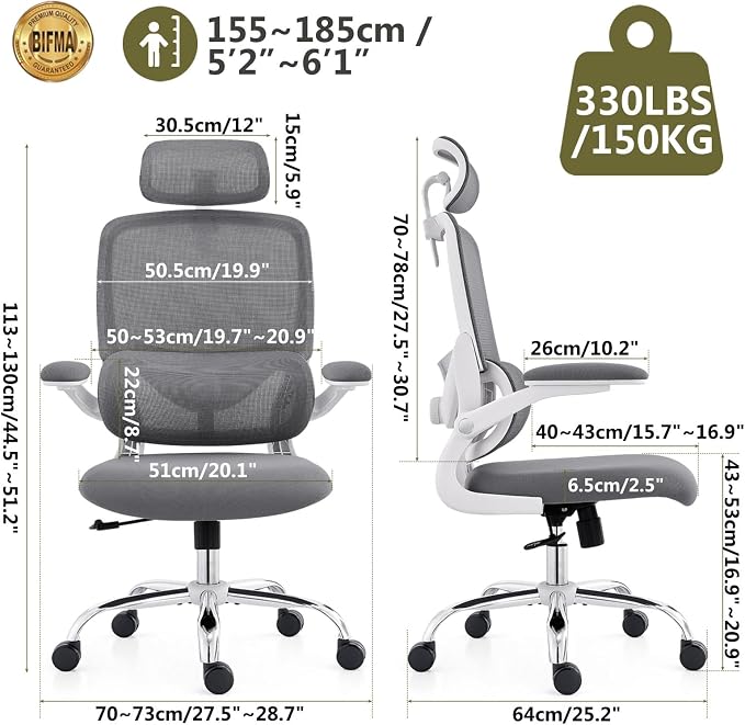 Ergonomiczny fotel do domowego biura z siatkowym wysokim oparciem - obrazek 3