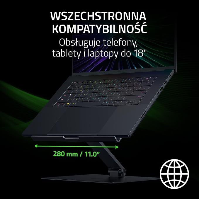 Razer Adjustable Laptop Stand - Ergonomiczna podstawka pod laptopa z regulacją wysokości, przeznaczona do laptopów o przekątnej do 18 cali (regulowana wysokość i nachylenie) Czarna - obrazek 5