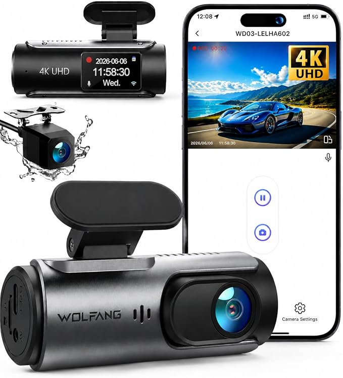 Kamera samochodowa WOLFANG 4K przednia i tylna kamera samochodowa