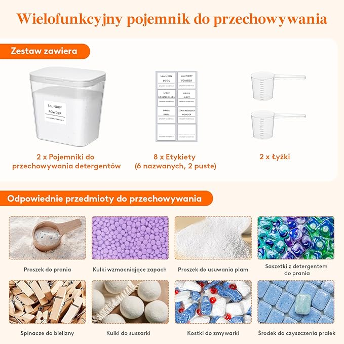 Lifewit 2-Pakiet Pojemnik na Kapsułki do Prania z Etykietami - obrazek 7