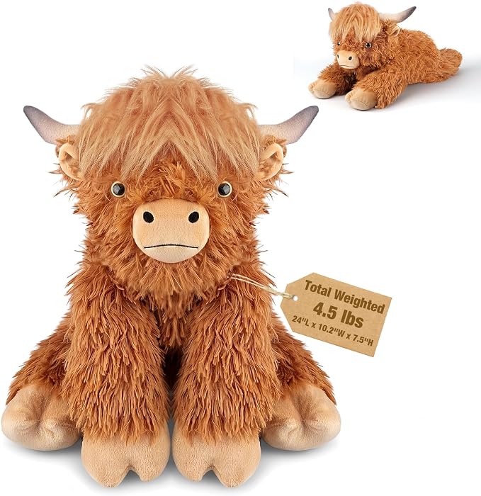61 cm i 2 kg Highland Cow Ważone Pluszowe Zwierzę