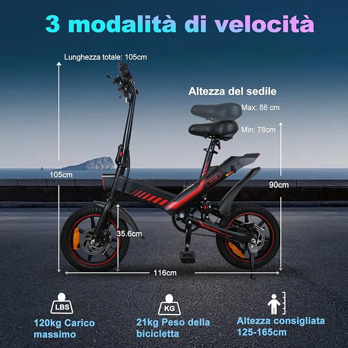 Składany rower elektryczny 14" rower elektryczny 250 W silnik 36 - obrazek 3