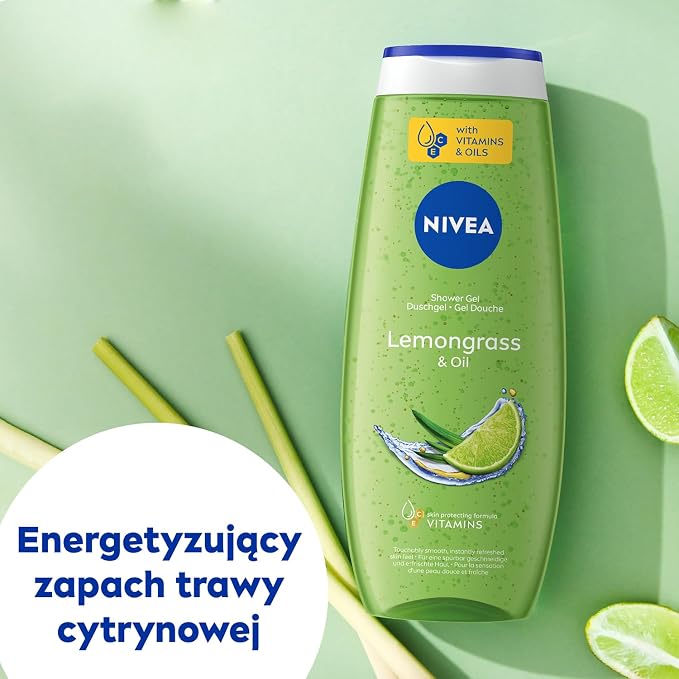 NIVEA Lemongrass & Oil Odświeżający żel pod prysznic do ciała 500 - obrazek 4