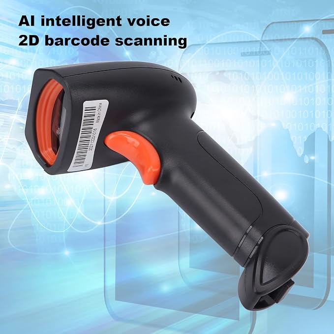 Skaner Kodów Kreskowych, Ręczny Bezprzewodowy Bezprzewodowy Czytnik Kodów Kreskowych 2D Barcode AI Intelligent Voice Broadcast Scanner z Odbiornikiem dla Supermarketu - obrazek 5